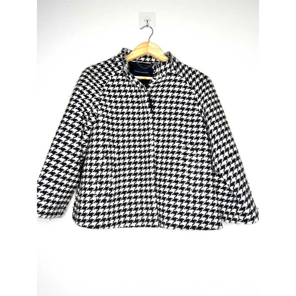 Banana Republic Houndstooth Jacket Women's Size S Wool Blend‎ Black White
